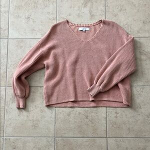 Loft Women's Pink V-Neck Sweater